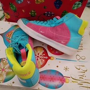 Nike Blue and Pink High-Top Sneakers